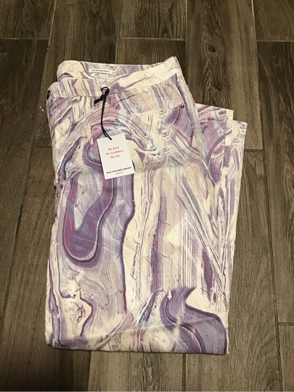 NWT! Skinnygirl Marble Print High-Rise Skinny Jeans in Lavender & White